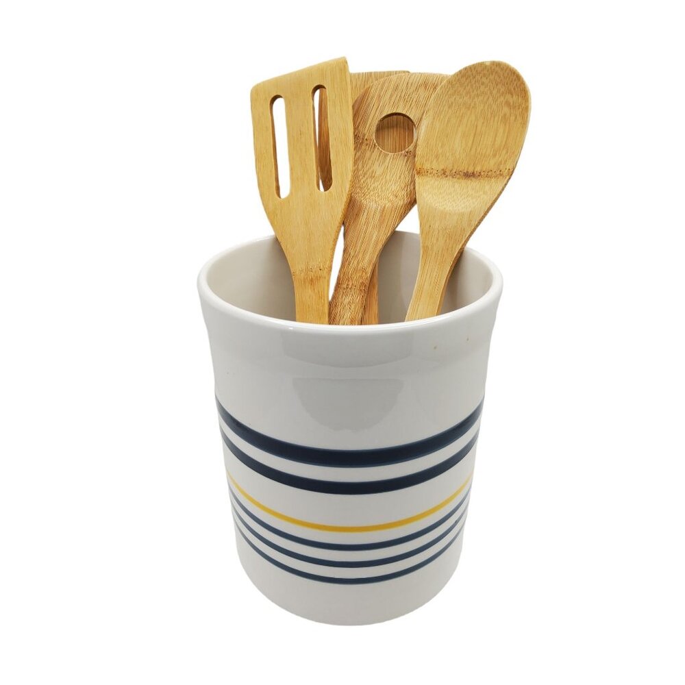 vintage orly maison new york glazed porcelain kitchen utinsil crock.